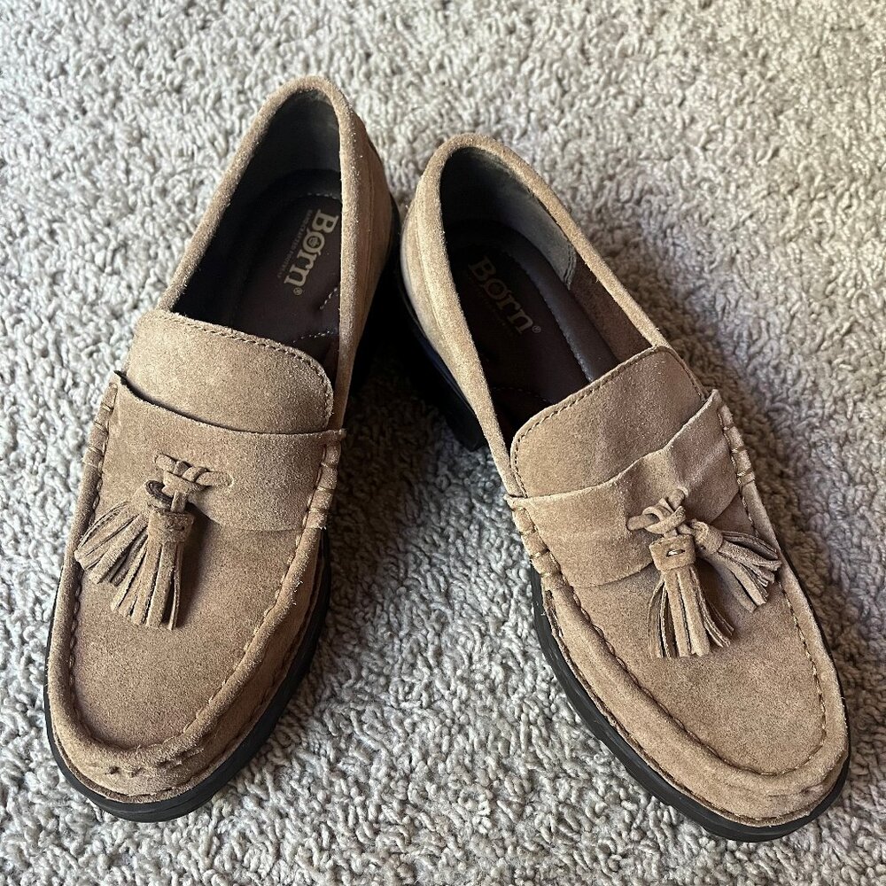 Born Capri Tassel Platform Loafer - Taupe Suede